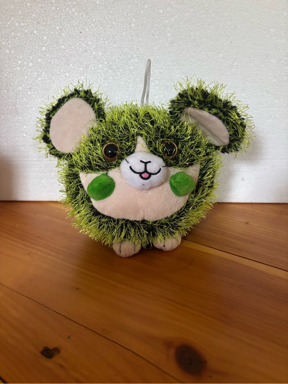 Green Fuzzy Mouse Plush Hanging Ornament Stuffed Animal Cute Kawaii
